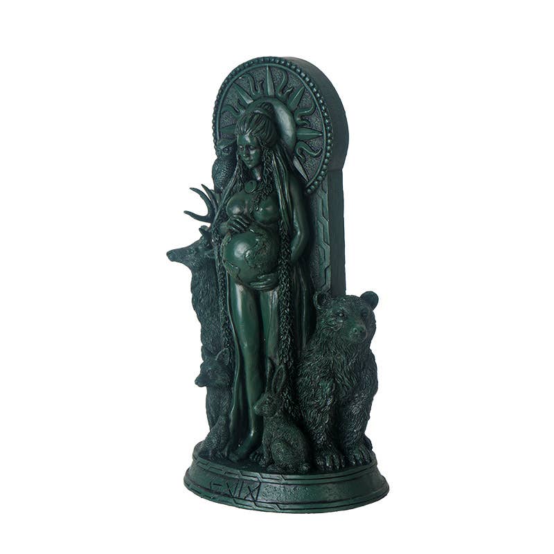Gaia Goddess of Earth Statue in Dark Green Resin