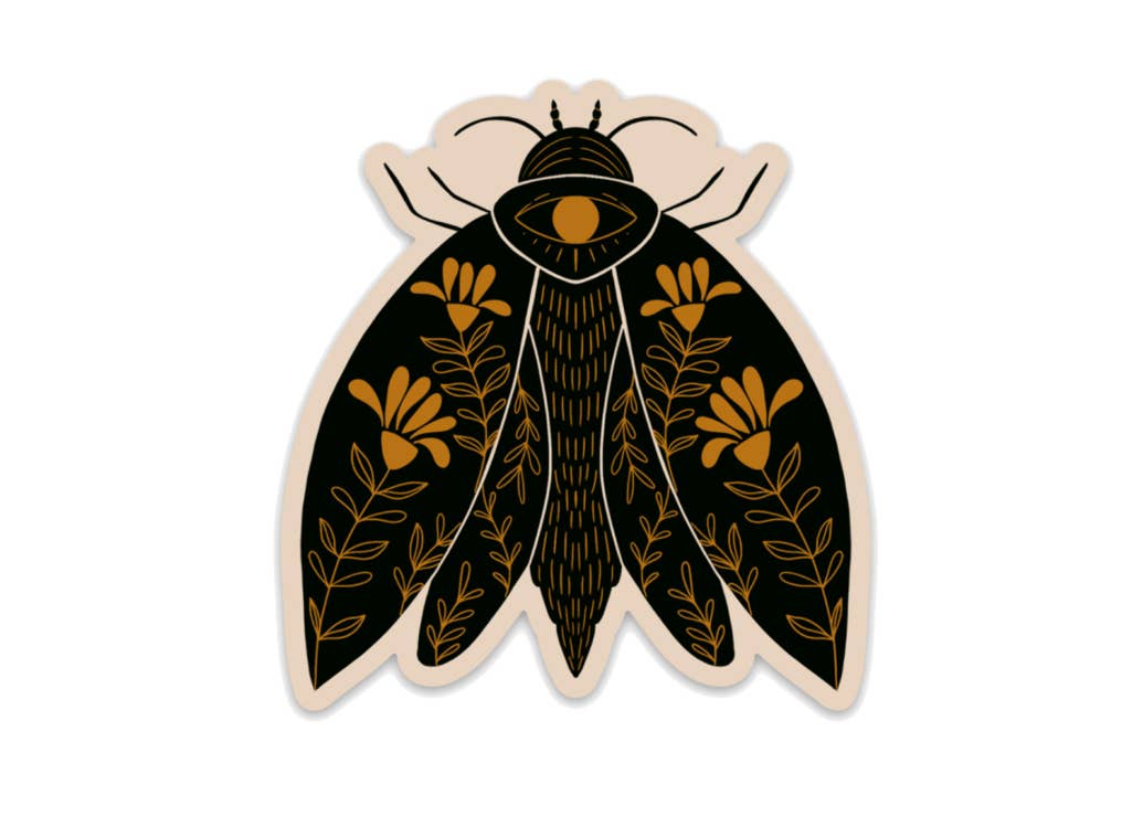 Gold Vines Moth Vinyl Sticker