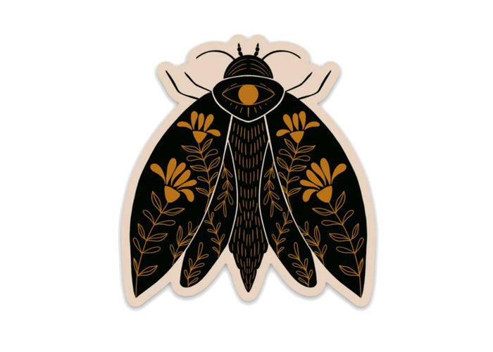 Gold Vines Moth Vinyl Sticker