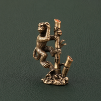 Solid Brass Monkey on Bamboo Branch Figurine