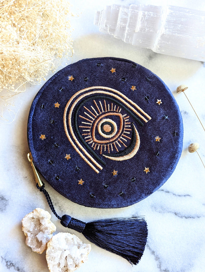 Beaded Third Eye Round Zipper Pouch