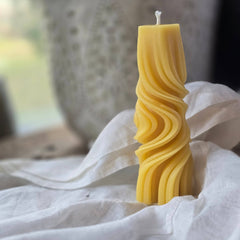 Beeswax Melted Marble Pillar Candle
