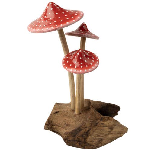 Wooden Mushroom Toadstool Decoration