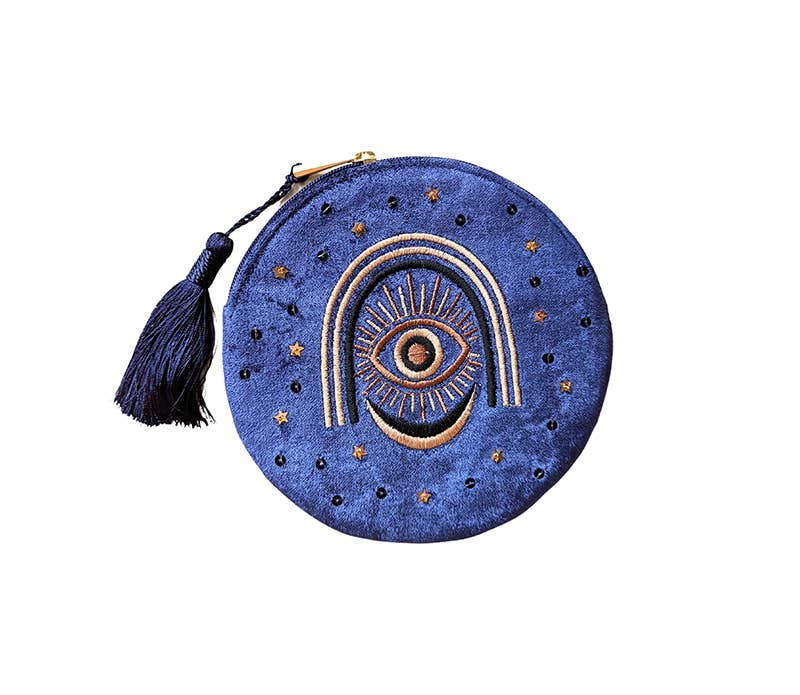 Beaded Third Eye Round Zipper Pouch