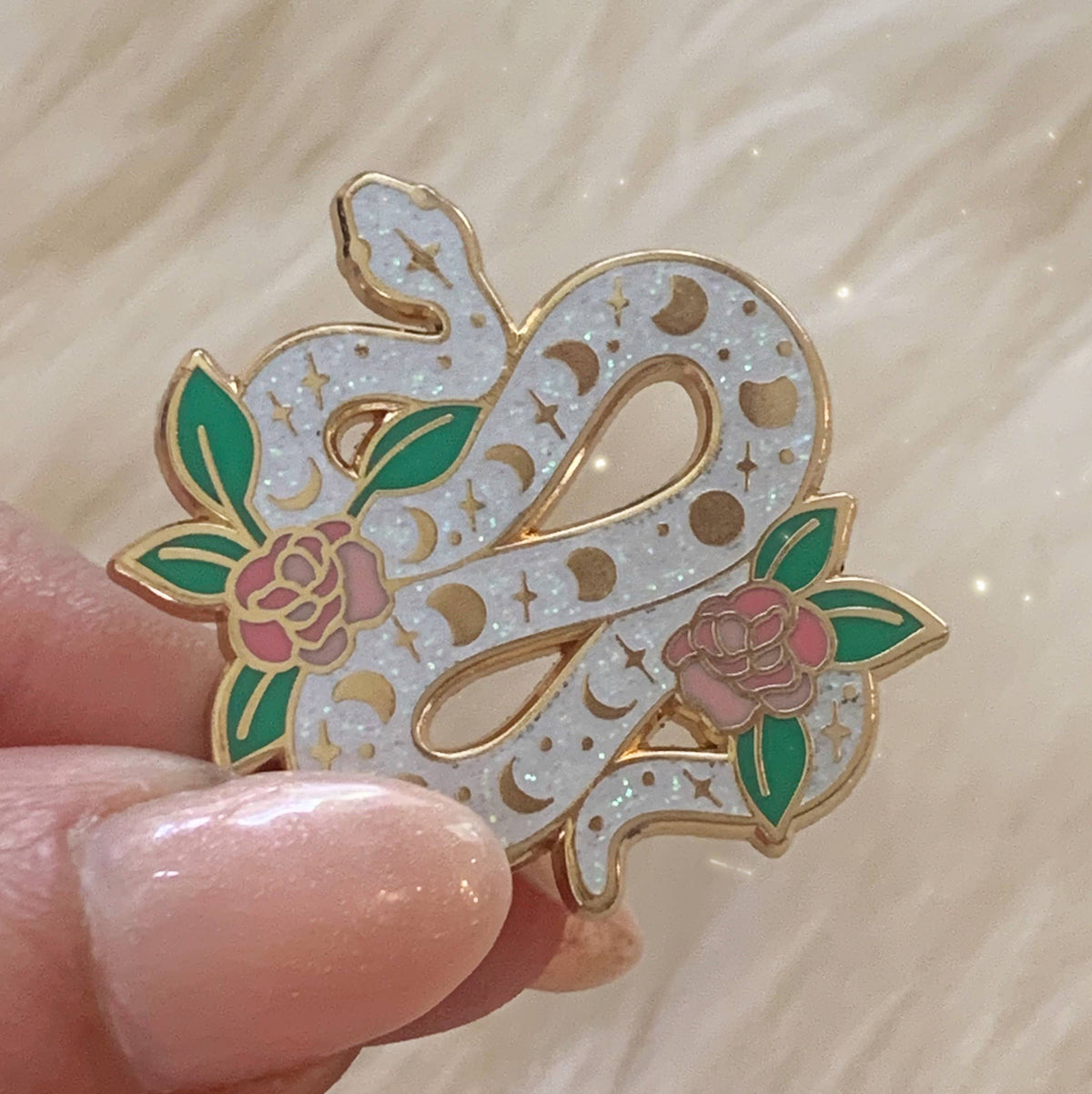 Snake & Flowers Embroidered Patch