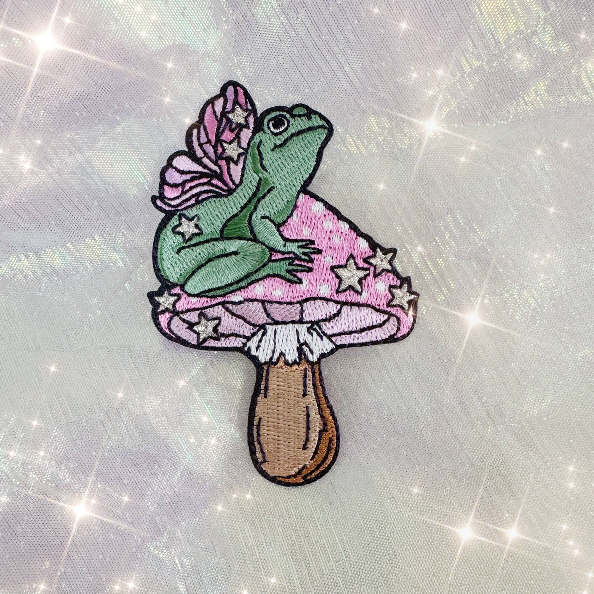 Frog Fairy & Mushroom Embroidered Patch