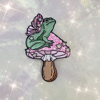Frog Fairy & Mushroom Embroidered Patch