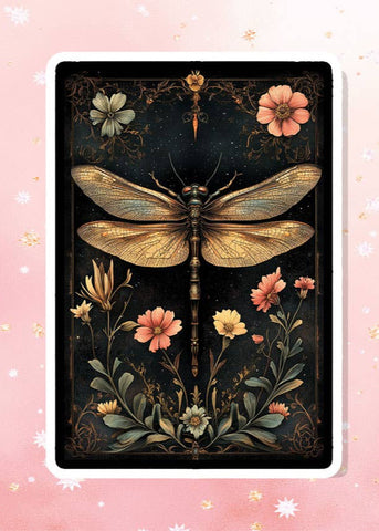 Golden Dragonfly Garden Vinyl Sticker