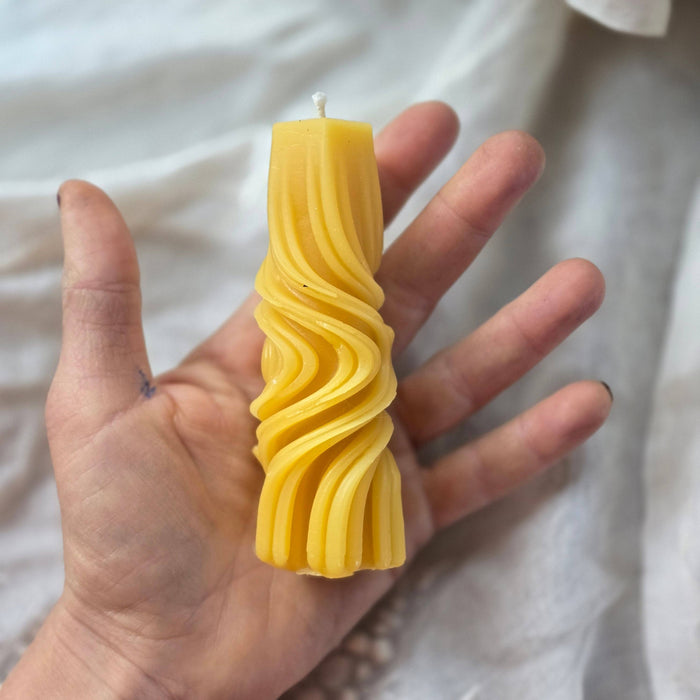 Beeswax Marble Swirl Pillar Candle