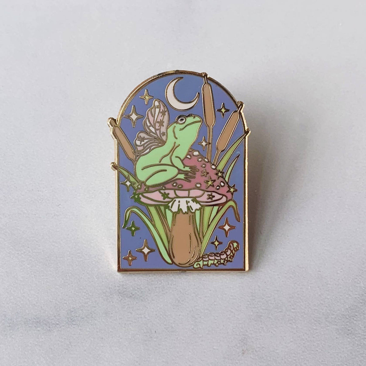 Frog Fairy & Mushroom Enamel Pin