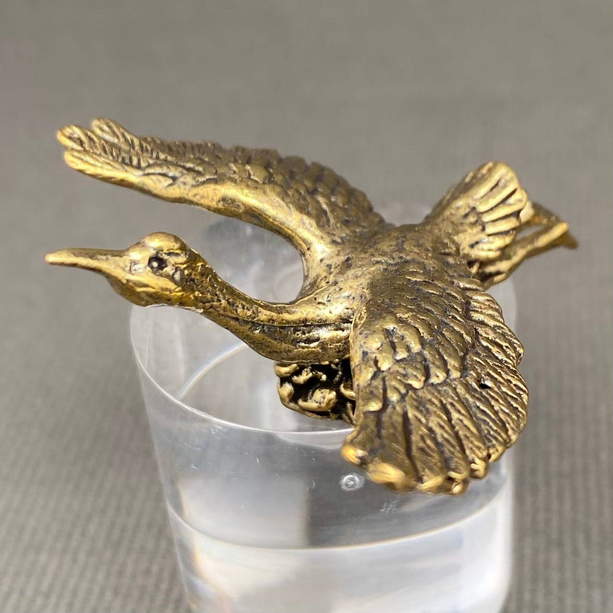 Brass Flying Crane Figurine