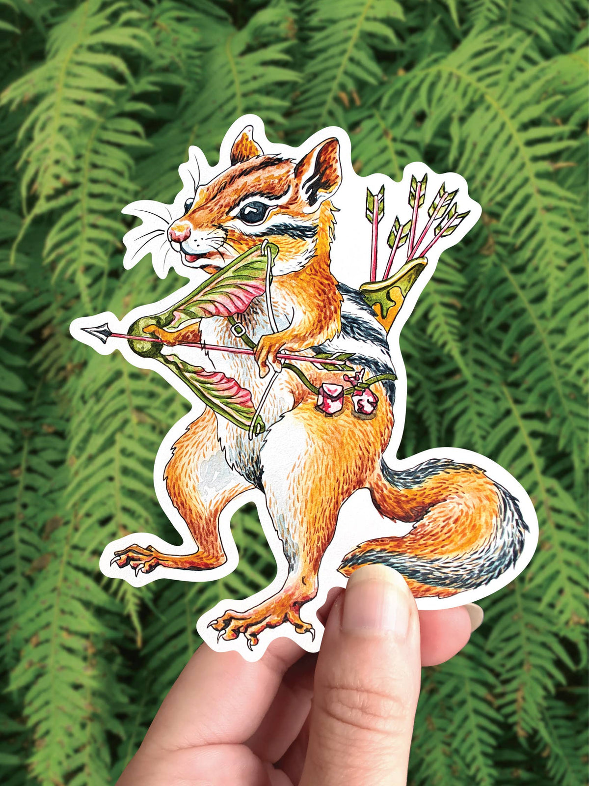 Chipmunk Archer Vinyl Sticker