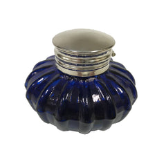 Vintage-Style Blue Swirl Glass Inkwell