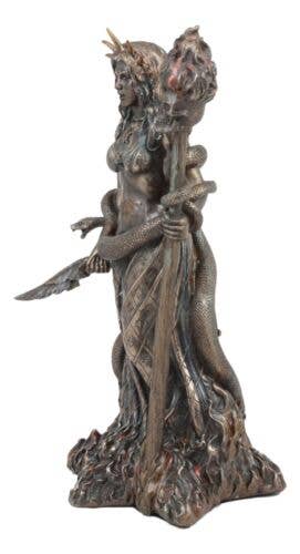 Hecate Goddess of Magic with Serpent Bronze Statue
