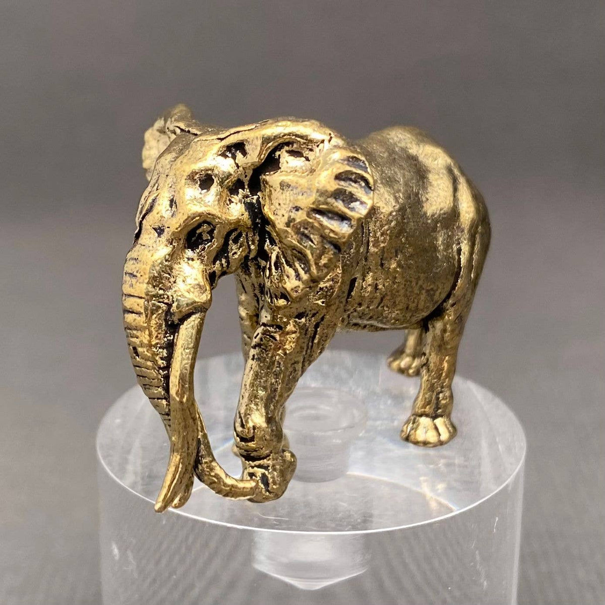Brass Elephant with Long Tusks Figurine