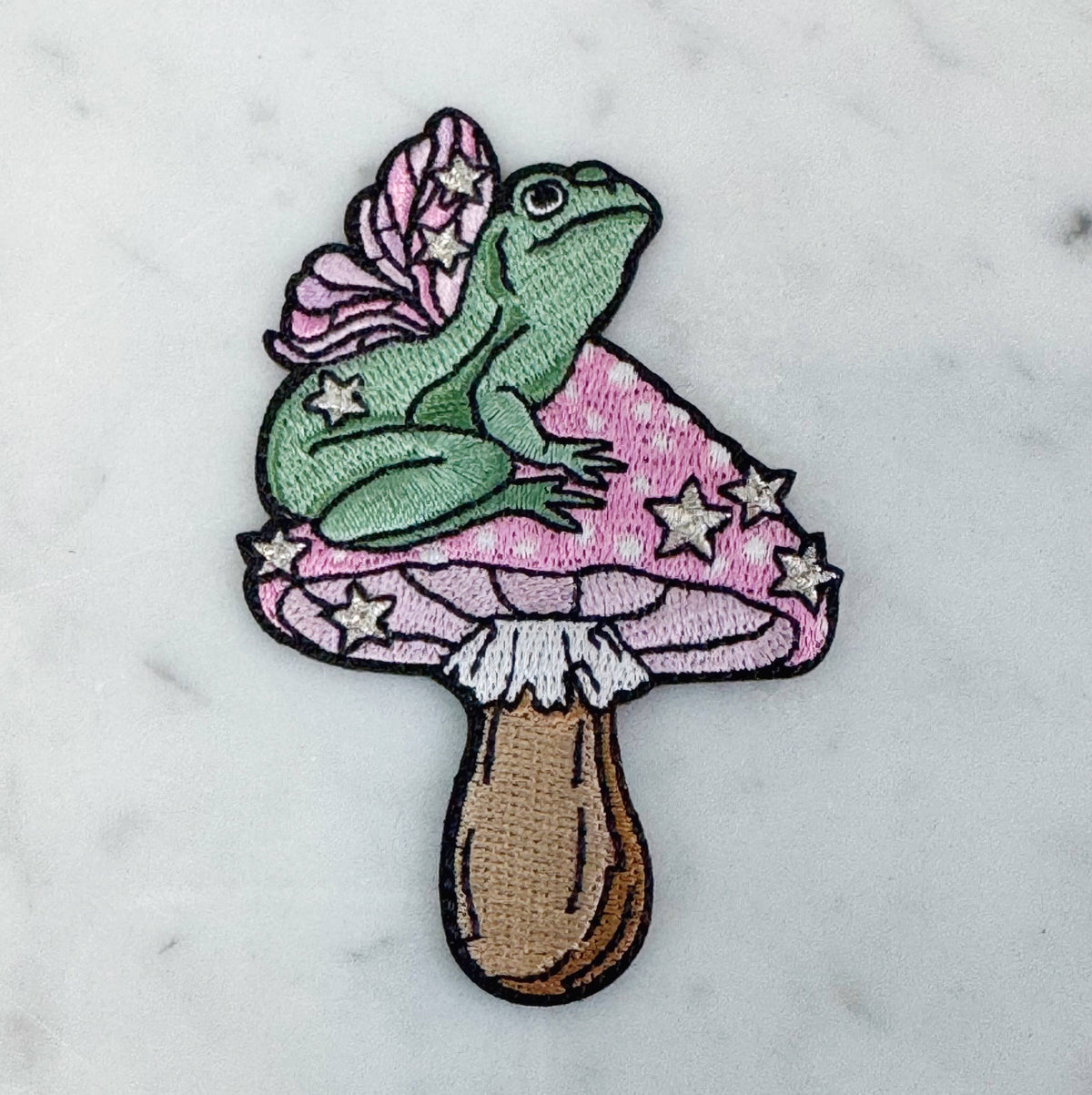 Frog Fairy & Mushroom Embroidered Patch