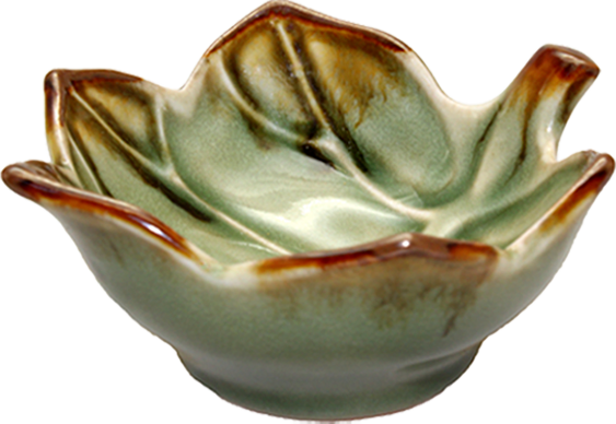 Ceramic Earthy Green Leaf Bowl