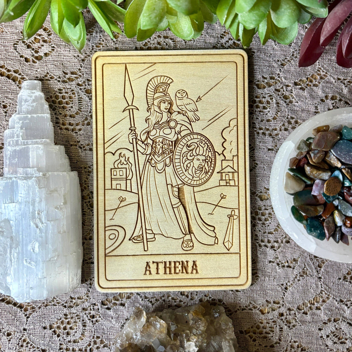 Athena Deity Card | Altar Decor | Wall Art | Shelf Leaner