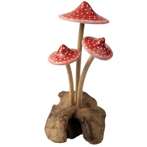 Wooden Mushroom Toadstool Decoration