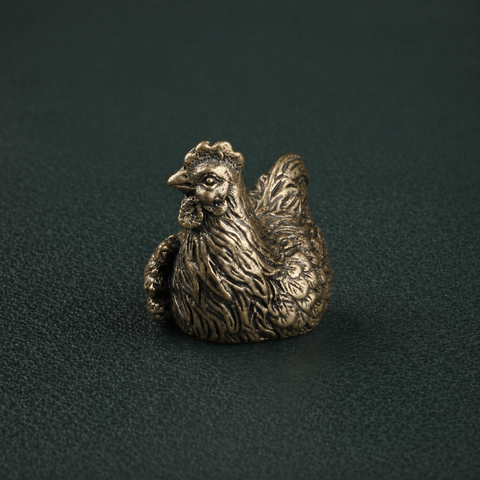 Antique Brass Roosting Hen Figurine