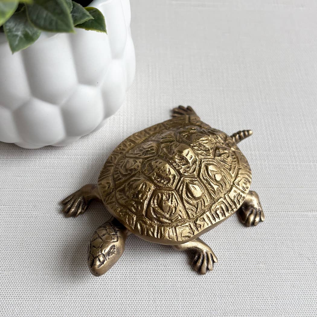 Antiqued Brass Turtle Box