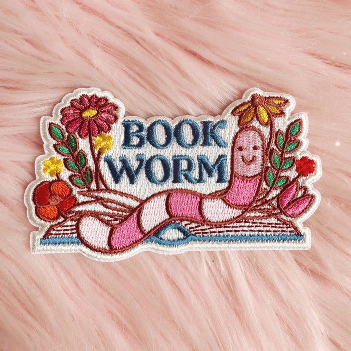 Book Worm Embroidered Patch