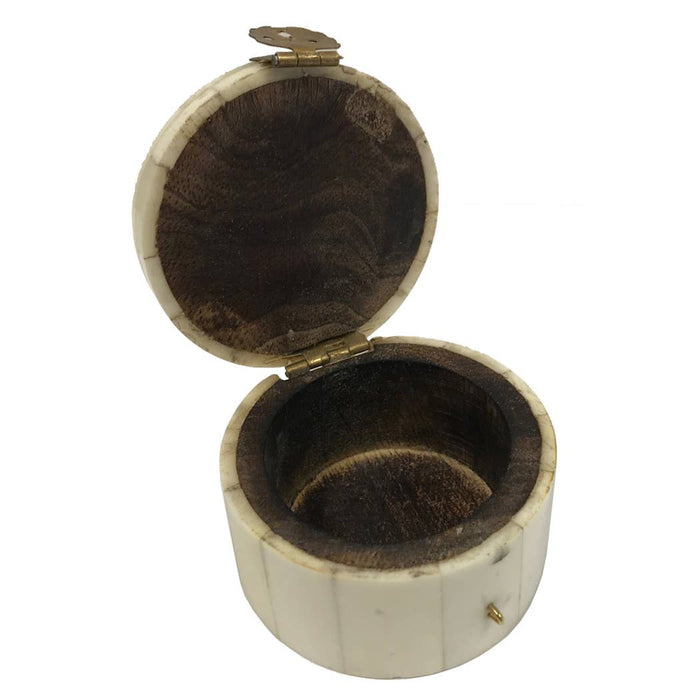 Floral Engraved Ox Bone & Wood Keepsake Box