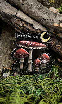 Forest Witch Mushroom Moon Vinyl Sticker