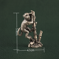 Solid Brass Monkey on Bamboo Branch Figurine