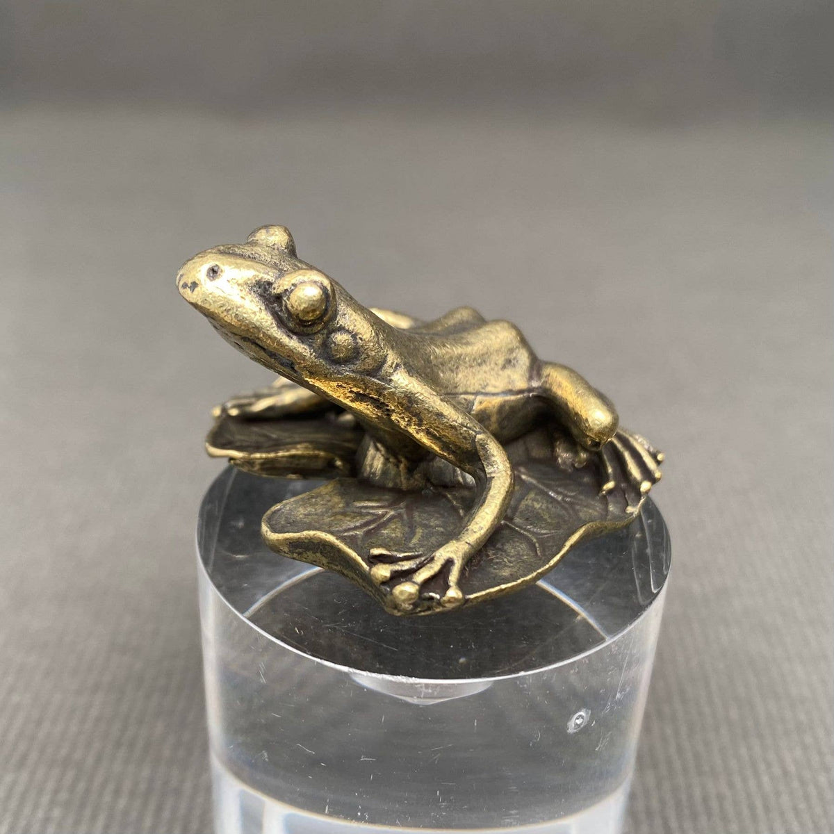 Brass Frog on Lotus Leaf Decoration