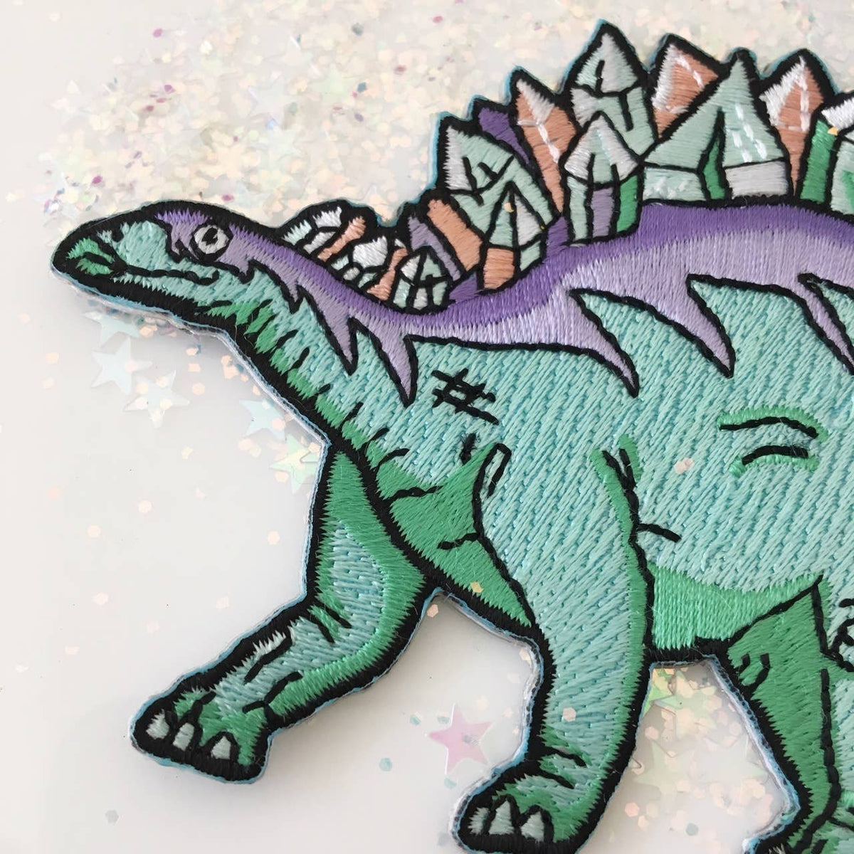 Crystal Stegosaurus Embroidered Patch