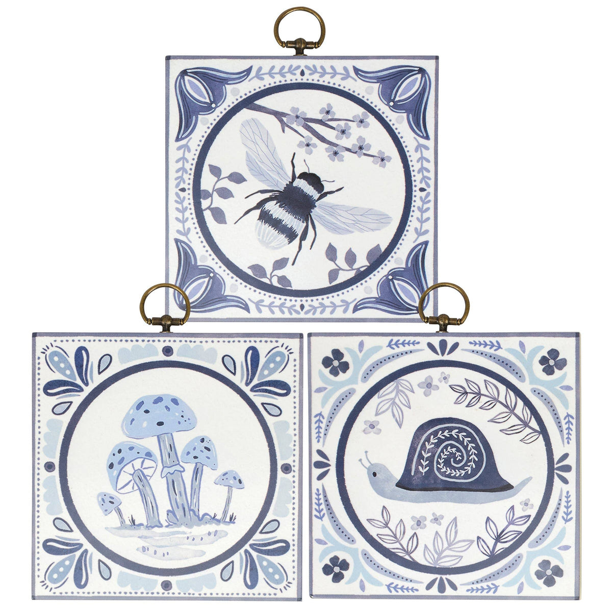 Wooden Indigo Hanging Tile Art (Various Designs)
