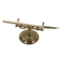 Antique Brass Pen Holder & Bone Nib Pen