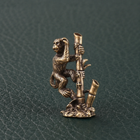 Solid Brass Monkey on Bamboo Branch Figurine
