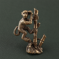 Solid Brass Monkey on Bamboo Branch Figurine