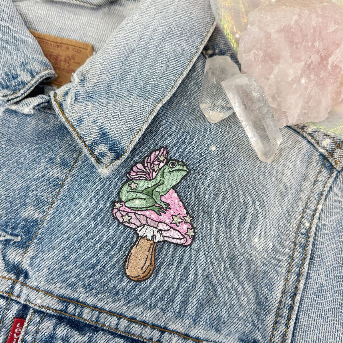 Frog Fairy & Mushroom Embroidered Patch