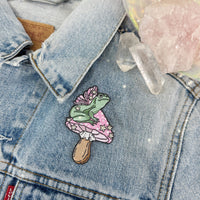 Frog Fairy & Mushroom Embroidered Patch