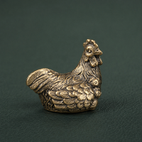 Antique Brass Roosting Hen Figurine