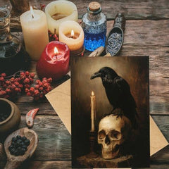 Raven & Skull Halloween Greeting Card