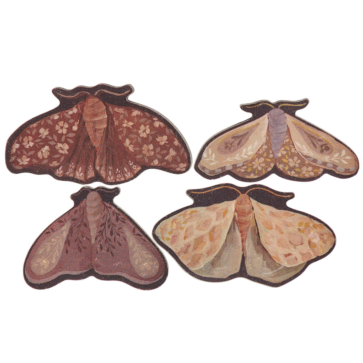 Dark Academia Wooden Moth Magnet Set