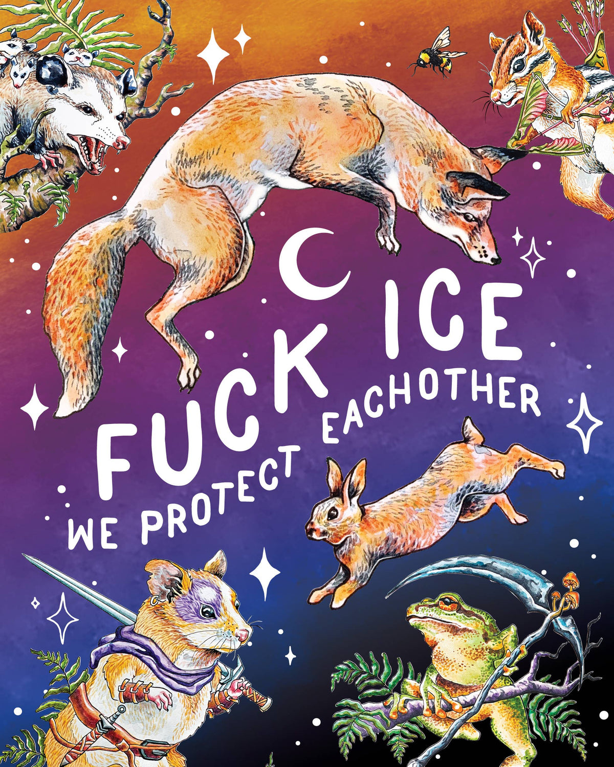 F*ck Ice Fox & Hare Vinyl Sticker