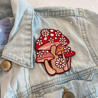 Retro Mushrooms & Daisies Embroidered Patch