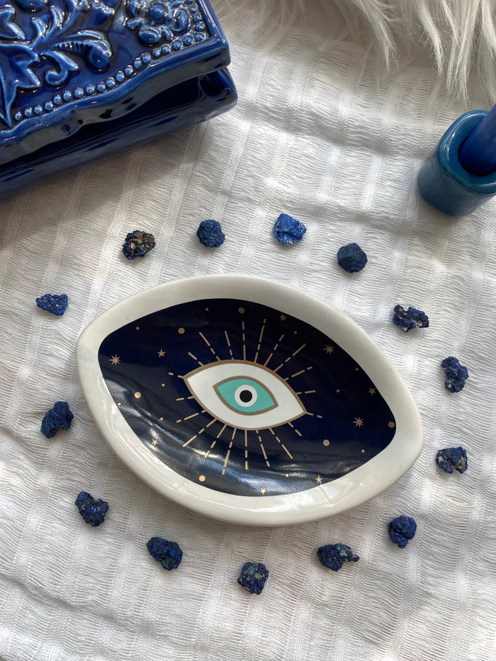 Evil Eye Protective Ceramic Trinket Dish