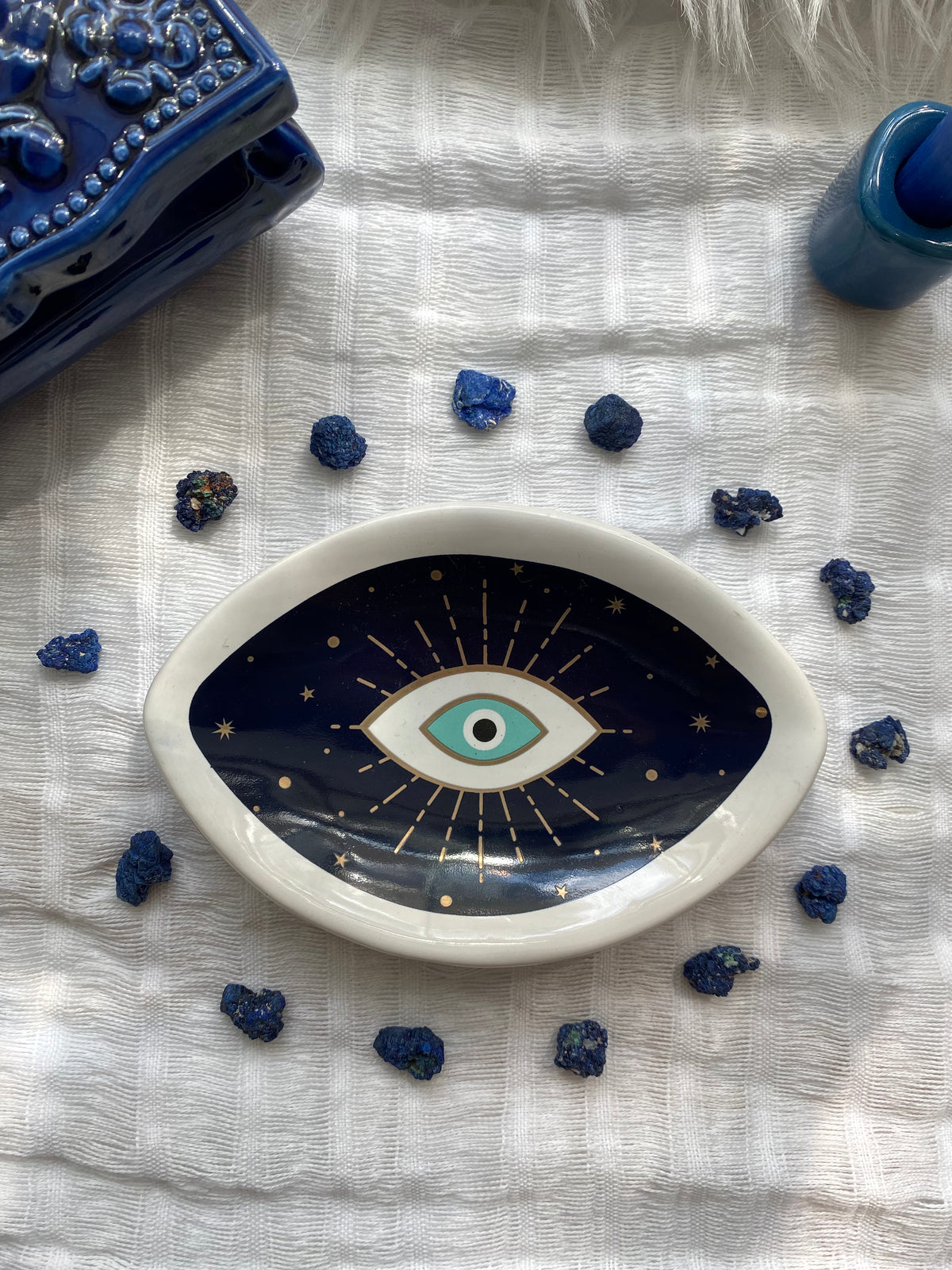 Evil Eye Protective Ceramic Trinket Dish