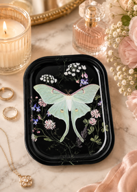 Luna Moth Wildflowers Metal Tray