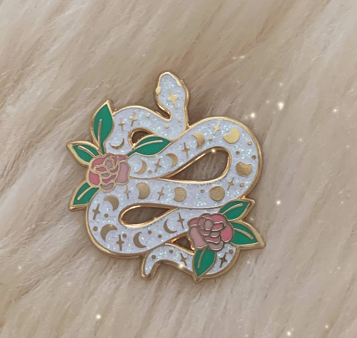 Snake & Flowers Embroidered Patch