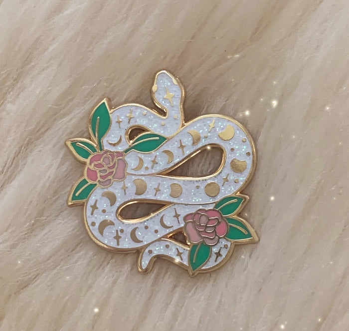 Snake & Flowers Embroidered Patch