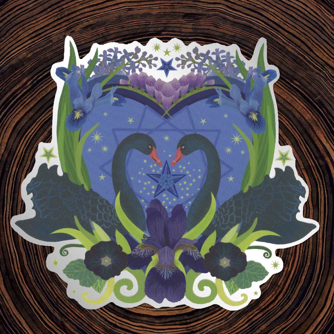 Black Swans Matte Mirror PVC-Free Sticker