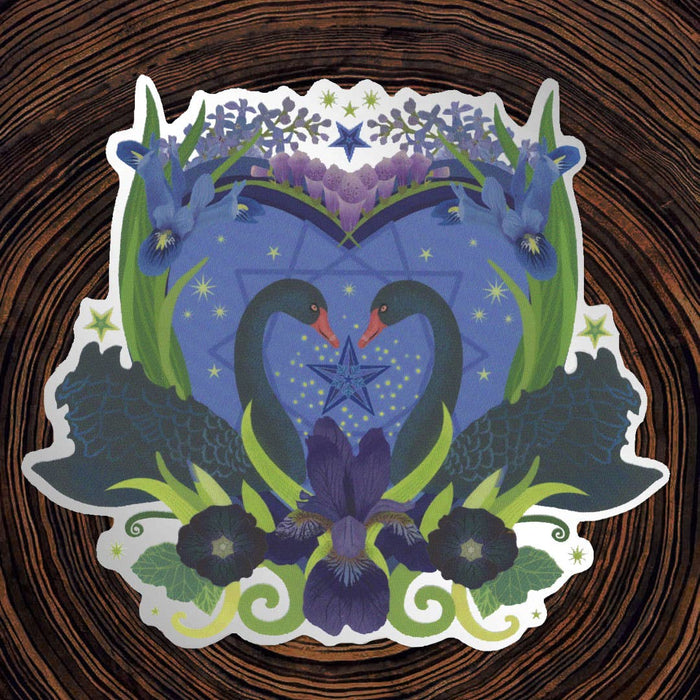 Black Swans Matte Mirror PVC-Free Sticker