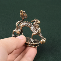 Solid Brass Eastern Dragon with Pearl Figurine